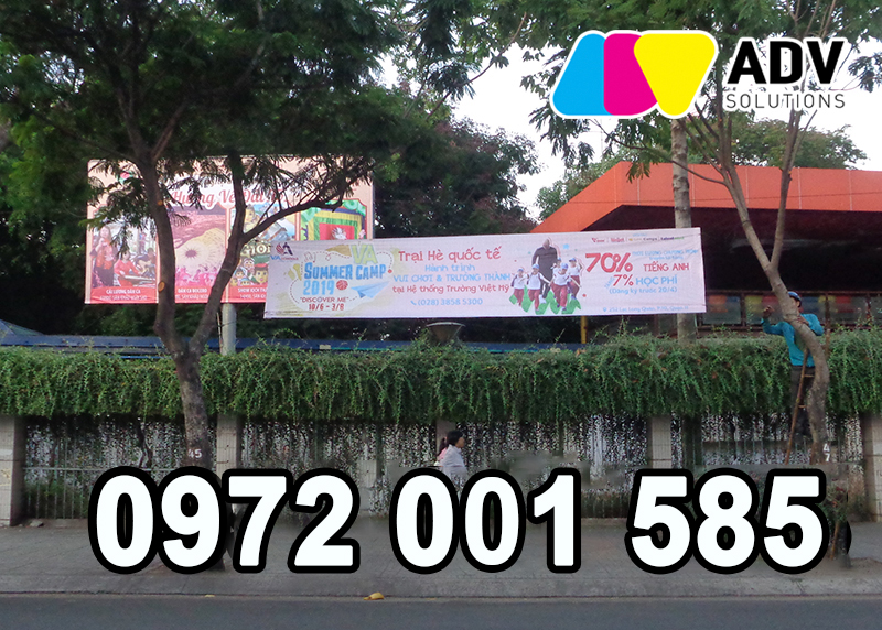 treo băng rôn ngang trung tâm anh ngữ việt mỹ