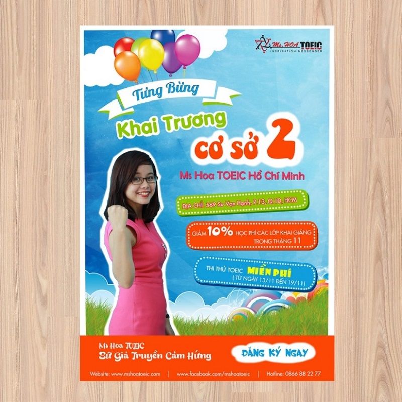 Mẫu tờ rơi dạy tiếng anh kích thước giấy A5 số 1