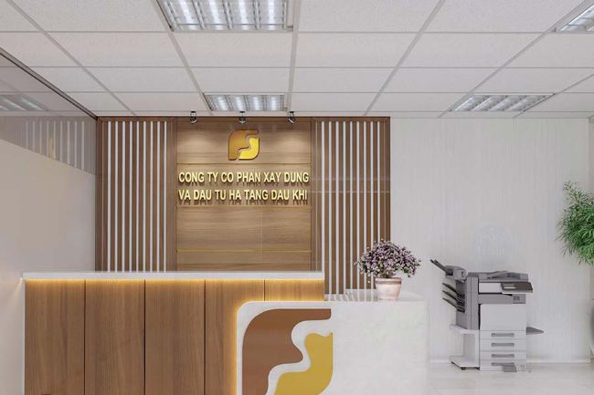 Chất liệu alu là chất liệu hoàn hảo để thi công backdrop quầy lễ tân