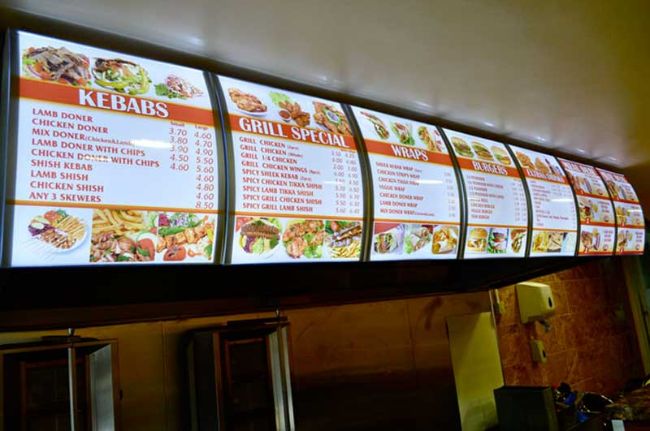 Các mẫu hộp đèn menu rất được các quán ăn ưa chuộng