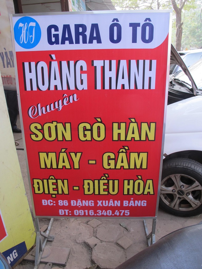 Mẫu bảng hiệu đứng Gara ô tô Hoàng Thanh