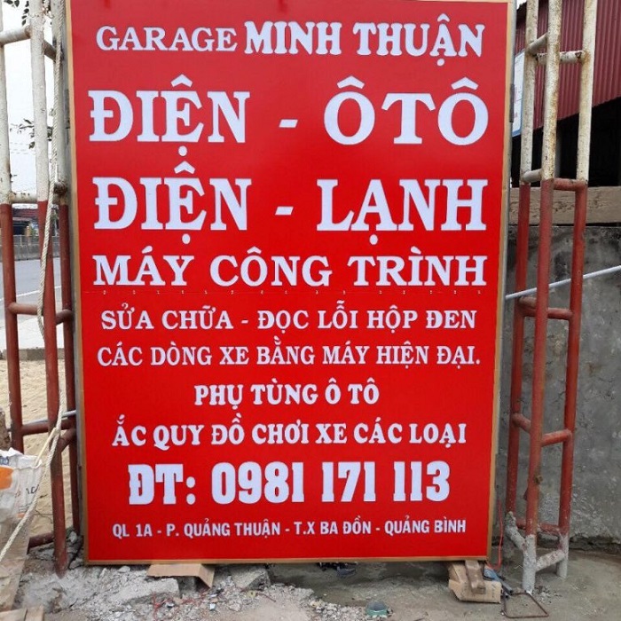 Mẫu bảng hiệu đứng Garage Minh Thuận
