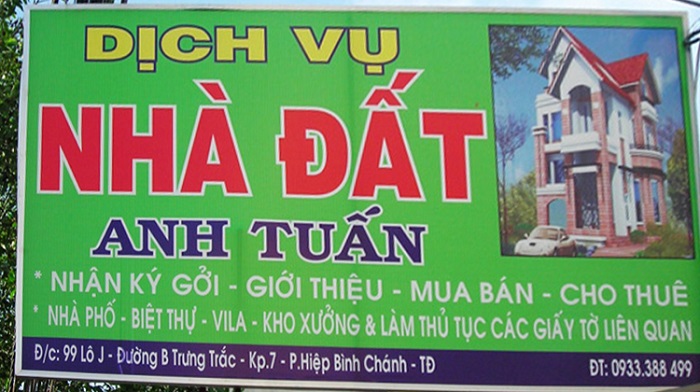 Mẫu bảng hiệu mua bán nhà đất Anh Tuấn