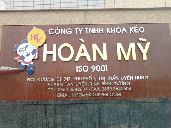 Mẫu bảng hiệu công ty TNHH khóa kéo Hoàn Mỹ