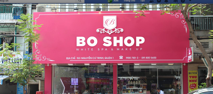 Mẫu bảng hiệu mỹ phẩm đẹp - Bo Shop