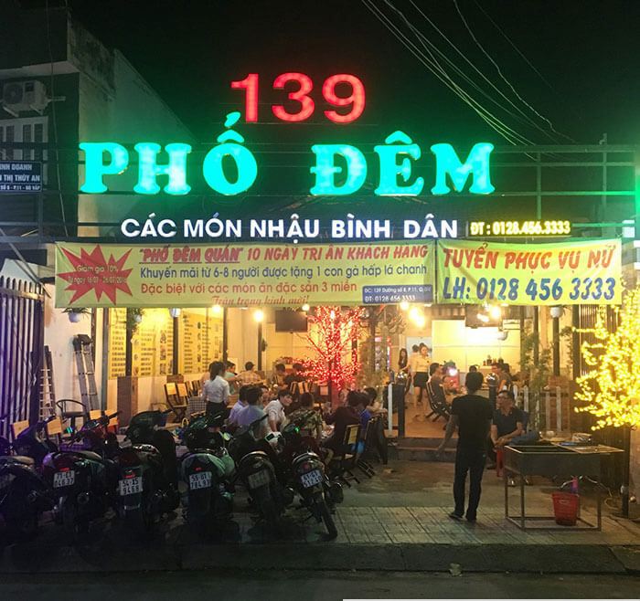 Mẫu bảng hiệu quán nhậu 139 Phố đêm