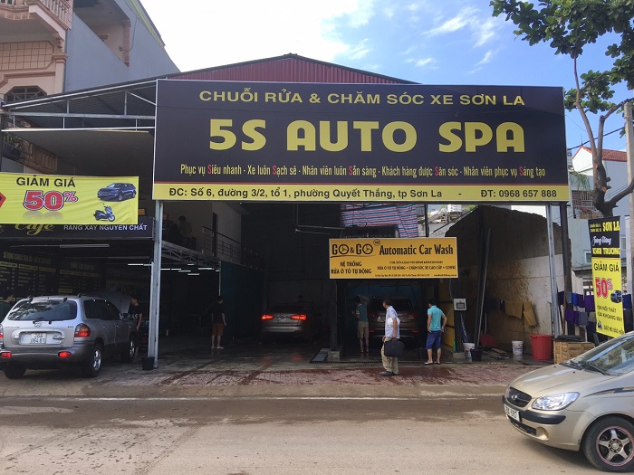 Mẫu bảng hiệu rửa xe 5S auto Spa