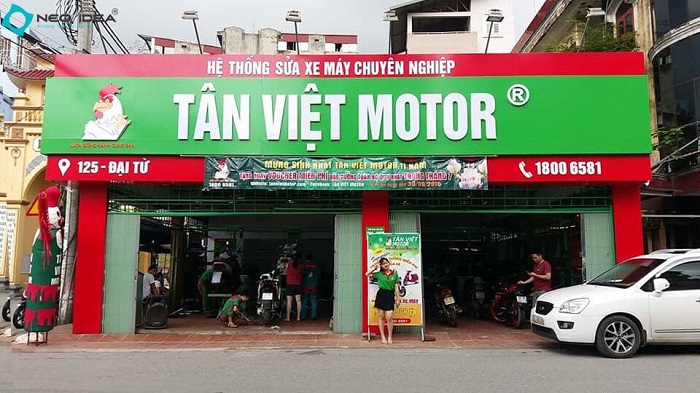 Mẫu bảng hiệu sửa xe máy Tân Việt Motor