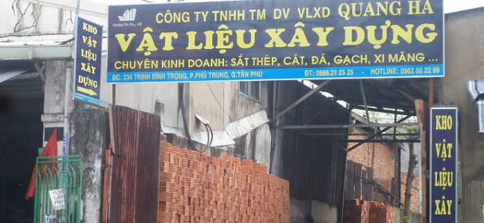 Mẫu bảng hiệu cửa hàng vật liệu xây dựng Quang Hà