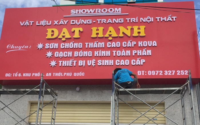 Mẫu bảng hiệu cửa hàng vật liệu xây dựng Đạt Hạnh