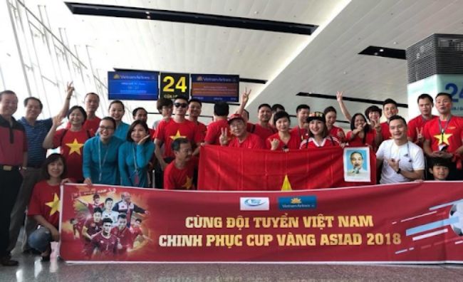 Băng rôn cổ vũ đội tuyển Việt Nam trong giải đấu ASIAD 2018