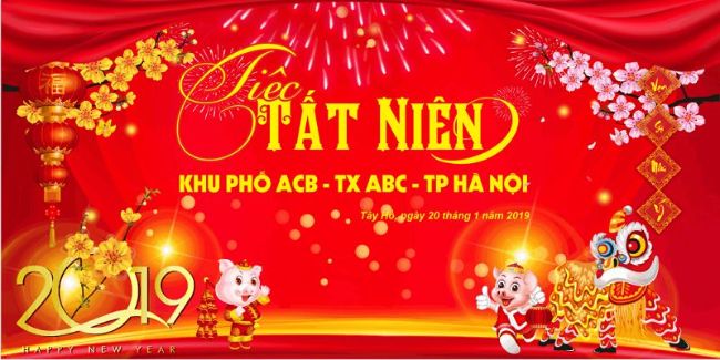 Băng rôn tiệc tất niên của khu phố ACB- TX ABC