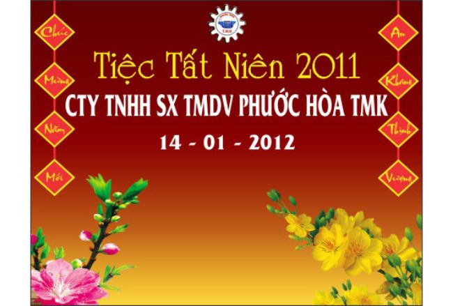 Băng rôn tất niên của công ty TNHH SX TMDV Phước Hòa TMK