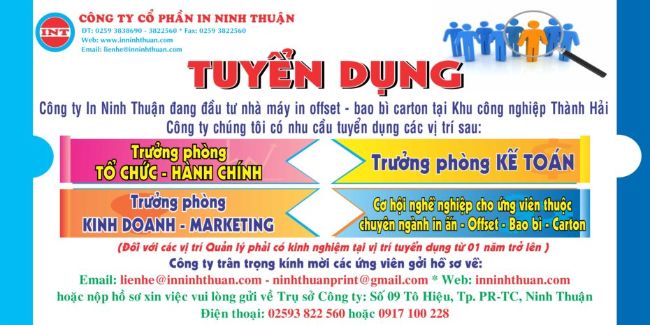 Công ty cổ phần Ninh Thuận đăng băng rôn tuyển dụng