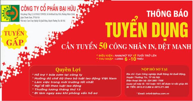 Băng rôn của công ty cổ phần Đại Hữu