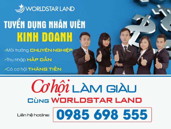 Băng rôn tuyển dụng của Worldstar Land