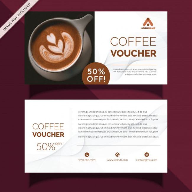 Voucher quán cà phê là hai màu nâu trắng làm chủ đạo