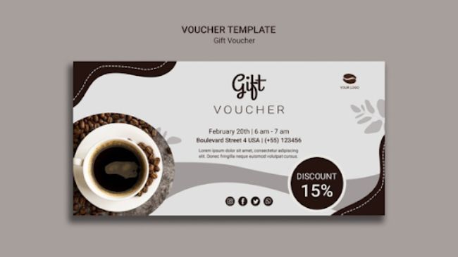 Voucher quán cà phê trang trí tối giản nhưng ấn tượng