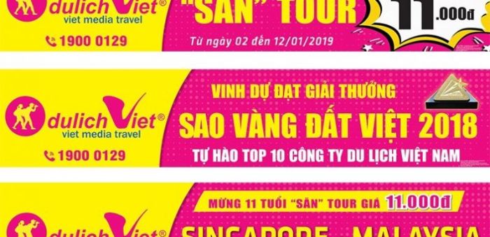 Băng rôn quảng cáo cho công ty du lịch